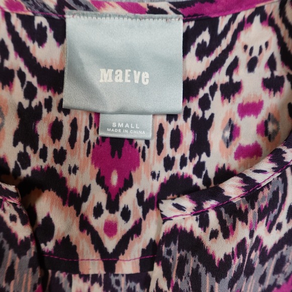 Anthropologie Dress Womens Small Pink Frequencies Shirt Mini Belted Ikat Maeve - Picture 3 of 10